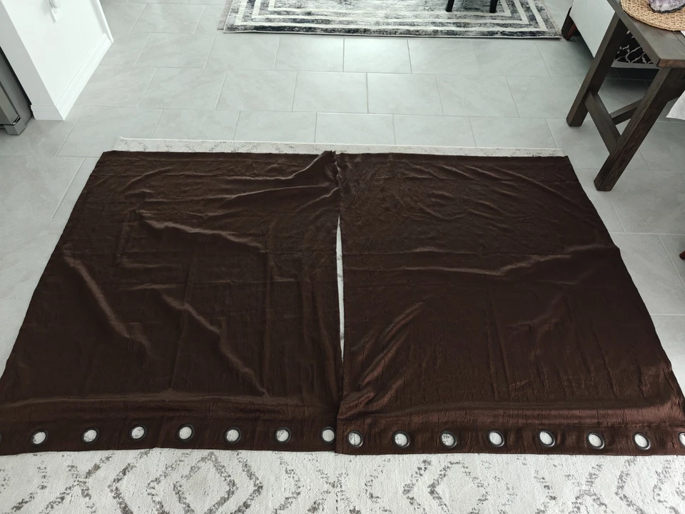 Better Homes & Gardens Woven Textured Brown Chocolate Panels 50"W x 63"L - Image 1 of 4