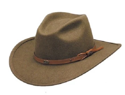 Nuevo sombrero aplastable de lana HECHO EN EE. UU. - Corona de alambre de 4", ala de 3-1/2", caqui talla XL Foto 1 de 2