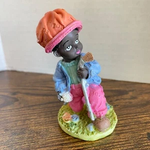 Vintage Resin Cute Little Boy Holding Golf Club Figurine Resin Cute Boy Statuel - Picture 1 of 10
