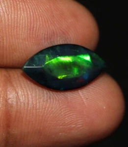 Black Opal Cut stone 3.20 Cts marquise faceted black opal loose gemstone jewelry - Picture 1 of 7