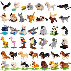 Mini Building Blocks 3D Animal Diamond Model Micro Brick Dog Cat Bird Moose Wolf - Picture 1 of 51