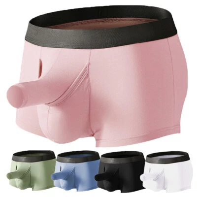 Herren Sexy Offen Vorne Boxer Shorts Slip Tasche Elefant Nase Unterwäsche Sli - Bild 1 von 4