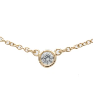 Tiffany&Co. Elsa Peretti Visor Yard 1P Diamond Necklace 0.05ct K18YG 750YG - Picture 1 of 6