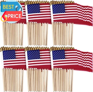 50 Pcs US Stick Flag 8 X 12 Inch Small American Flag Lawn Flags Handheld America - Picture 1 of 12