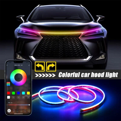 Car Hood Light Strip Turn Signal Lamp LED RGB Colorful APP Remote Control 1.2M - Image 1 of 4
