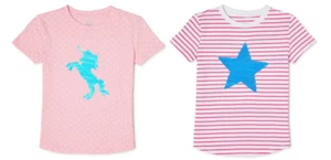 Wonder Nation Girls 3D Sequin Embellished Graphic T-Shirts New - Picture 1 of 7