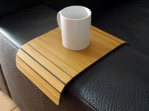 Wooden Flexible Light Walnut Sofa Table - Small Slinky for Armrest Couch Side - Picture 1 of 12