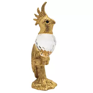 Vintage goldfarbene Papageien Figur mit Kristallkörper - elegantes Sammlerstück - Bild 1 von 9