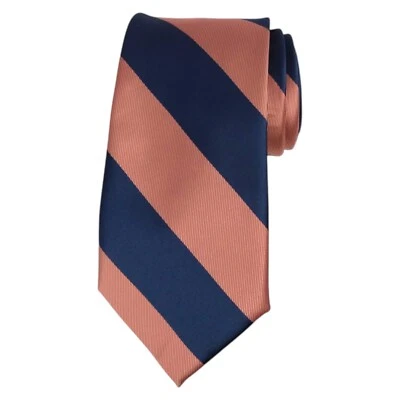 Corbata de diseñador clásica a rayas azul marino rosa coral CLUB ROOM para hombre 3,15 Foto 1 de 4