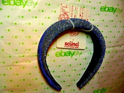 Scunci Headband Dark Blue Silver Sparkle Headband 1 Inch Wide New  - Image 1 of 3
