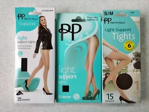 hübsche Polly 2 Paar leichte Stützstrumpfhosen, 15 Denier asstd Farben und Größe - Bild 1 von 2