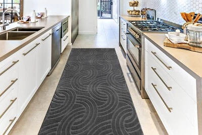 Non Slip Carpet Runner Rug, Machine Washable,  Rubber Backing, Plain Dark Gray - Image 1 of 4