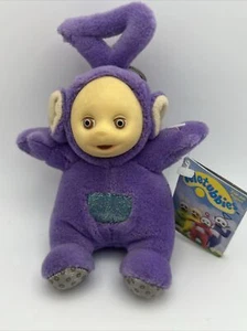 Vintage 1998 TELETUBBIES Plush Clip On Keychains Tinky Winky 6" Purple New - Picture 1 of 12