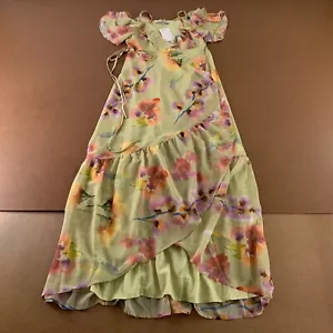 Hope & Ivy Maternity Women's US Size 4 Green Floral Print Long Wrap Dress NWT - Picture 1 of 8
