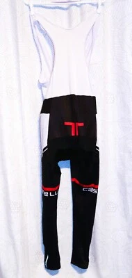 Pantalones largos de compresión con babero de ciclismo Castelli, asiento acolchado, XL, blanco y negro, usados en excelente estado Foto 1 de 4