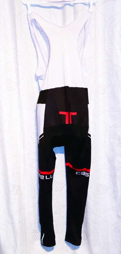 Pantalones largos de compresión con babero de ciclismo Castelli, asiento acolchado, XL, blanco y negro, usados en excelente estado Foto 1 de 4