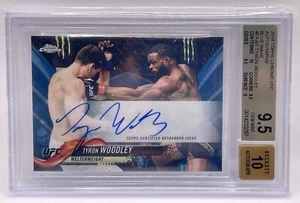 2018 Topps Chrome UFC TYRON WOODLEY Blue Wave Refractor /75 Autograph BGS 9.5 - Picture 1 of 1