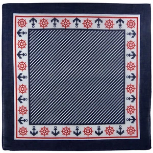 Mens Ladies Navy Bandana Bandanna Nautical Sailing Stripes Anchor Ships Wheel - Picture 1 of 1