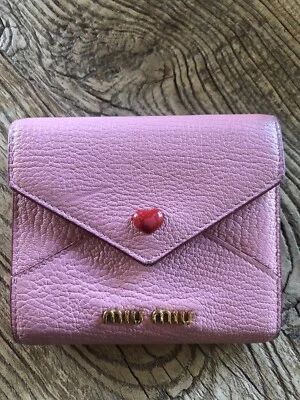 Miu Miu Pink Red Heart Envelope Purse Wallet - image 1 of 4
