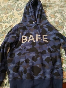 Bape Hoodie Blue Camo Authentic Size L Large - Picture 1 of 5