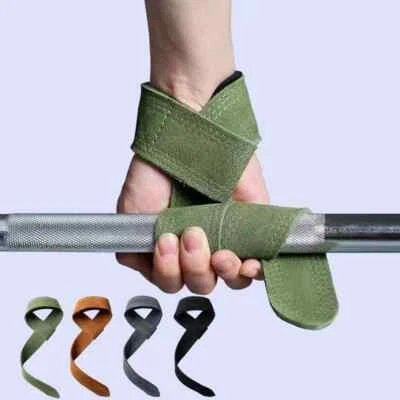 Cowhide Weight lifting Wrist Straps Fitness Bodybuilding Training lifting straps - Imagem 1 de 4