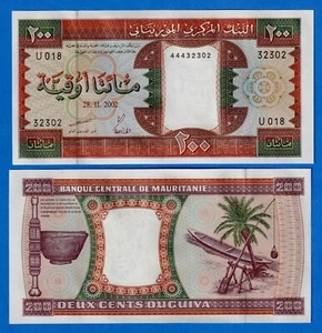 2002 Mauritania 200 Ouguiya P- 5j UNC Banknote - Picture 1 of 3