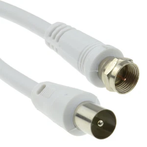 Conector coaxial tipo F macho enchufe a RF aéreo macho enchufe RG59 cable 1,5 m blanco - Imagen 1 de 3