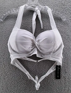 Tempt Me Bikini Top Womens Large White Push Up Swim Top Halter Beach Summer NWT - Picture 1 of 10
