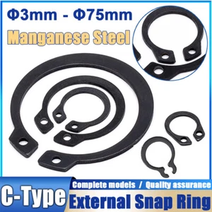 External Snap Ring Φ3mm - Φ75mm Circlips Retaining Black Spring C-Type Clip Snap - Picture 1 of 66