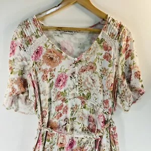 Just Jeans Womens Floral Ruffle Dress Size 16 Belted Frill Hem - Picture 1 of 9