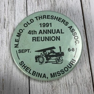 Mark Twain Old Threshers Association N.E.M.O Pinback Button 1991 Shelbina, MO Vintage - Bild 1 von 3