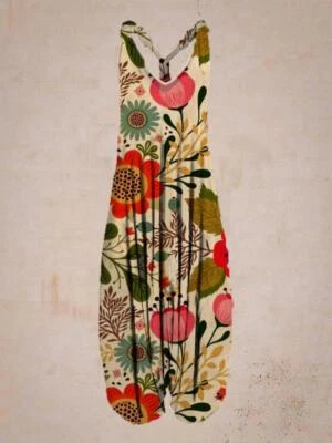 Women's Vintage Sleeveless Jumpsuit Wide Leg Jumpsuit One Piece Harem Pants * - Bild 1 von 4