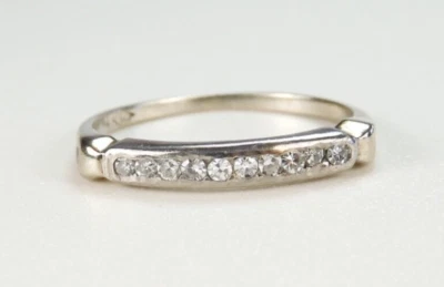 Antiguo anillo decorativo de platino con alianza de eternidad de boda de diamantes talla 6,25 UK-M EGL EE. UU. Foto 1 de 4