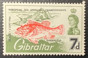 GIBRALTAR 1966 SEA ANGLING CHAMPIONSHIPS - SCORPION FISH 7d MNH - Picture 1 of 1