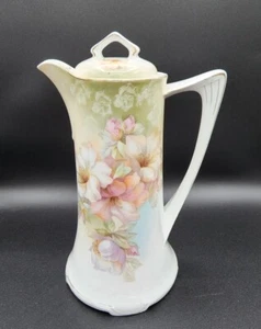 Antique RS Prussia Porcelain Chocolate Coffee Pot GERMANY Flowers Floral 10" - Picture 1 of 8