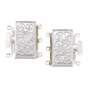 2pcs Brass Multi-strand Box Clasps 3 Strand Silver Connectors Jewelry Makings - Picture 1 of 5