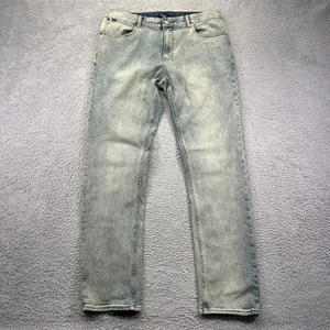 RVCA Jeans Mens 34x32 Blue Daggers Fit Straight Stretch Light Wash Denim Casual - Picture 1 of 16