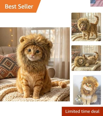 可爱的狮子鬃毛猫和小狗服装 - 轻便套衫设计 — 第 1/4 张图片