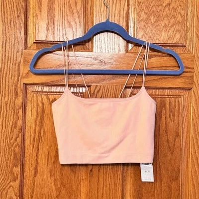 Gilly Hicks Women's Pink Lace Detail Crop Top Size M Spaghetti Straps NWT - Image 1 of 4