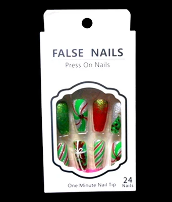 Christmas Press On Nails One Minute Tips 24 Tips in the Package Includes Glue - Image 1 of 2