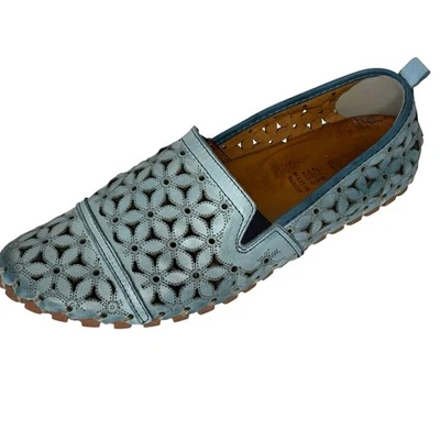 Zapato mocasín Spring Step Flowerflow de cuero recortado sin cordones para mujer 41/10,5 azul  Foto 1 de 4