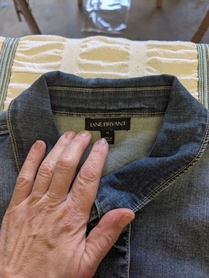 Lane Bryant Women's Denim Jacket Peplum Puff Sleeves Distressed Plus Size 14 - Image 1 of 4