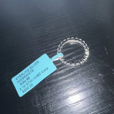 Anillo de boda de eternidad moissanita de plata de ley talla 8 2,10 quilates nuevo Foto 1 de 4