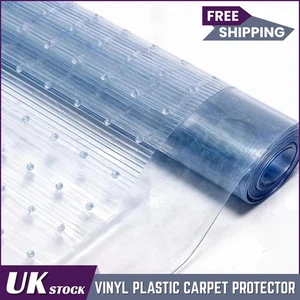 Vinyl Plastic Carpet Protector Clear Runner Home Office Hallway Film Mat Roll UK - Picture 1 of 12