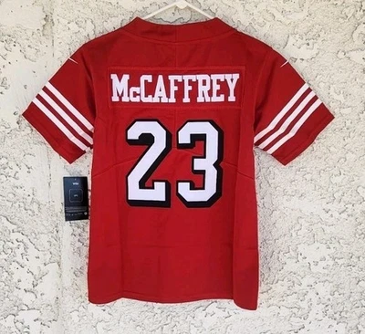 YOUTH San Francisco 49ers Christian McCaffrey #23 Stitched Jersey Size S (8) NWT - Image 1 of 3