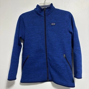 Patagonia Blue Full Zip Fleece Jacket Boys Large 12 Outdoor Casual Hiking - Picture 1 of 14
