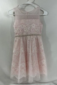 RARE EDITIONS GIRLS PARTY/OCCASION DRESS with TULLE PINK SIZE 10 - Picture 1 of 9