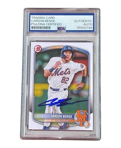 Carson Benge Signed Card Bowman Paper Auto Autographed New York Mets PSA - Picture 1 of 2