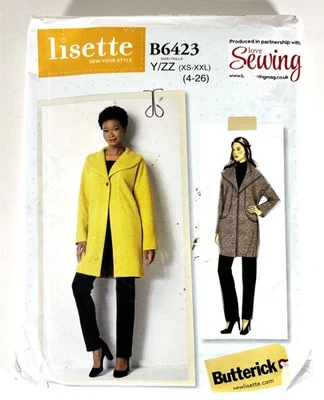 Butterick B6423 Sewing Pattern Misses Loose-Fitting Coat Multi Size 4-26 Uncut - Image 1 of 4