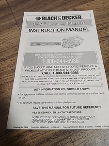 Black & Decker 3-1/4" Planer Manual - Picture 1 of 1